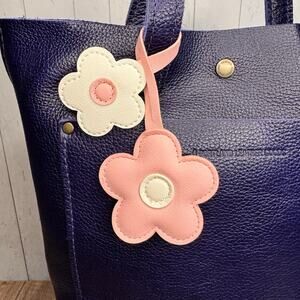 White Pink Flower Bag Charm Spring Purse Charm NEW Pink Crossbody Accessories